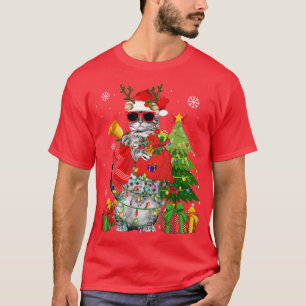 Camiseta Navidades Cat 2022Cute Santa Hat Fea Christma