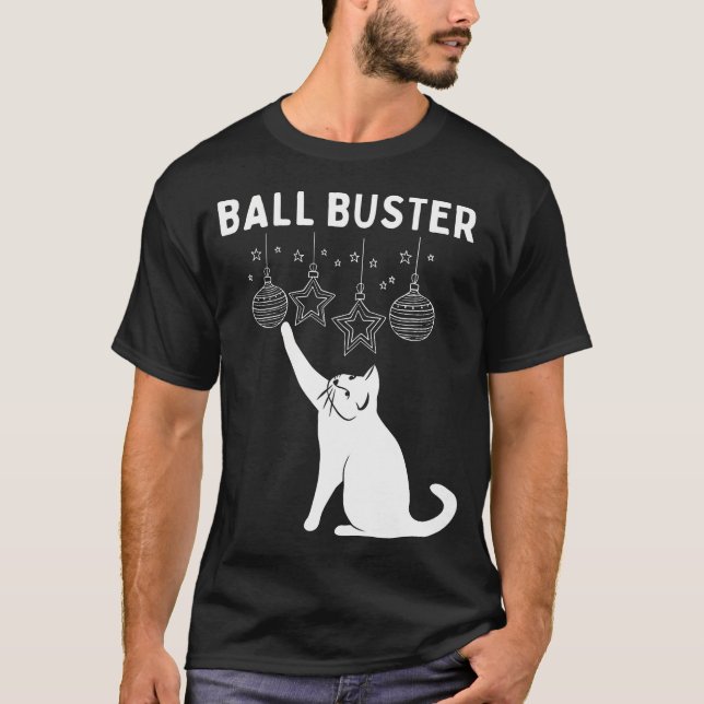 Camiseta Navidades Cat Ball Buster Xmas Ornaments Funny (Anverso)