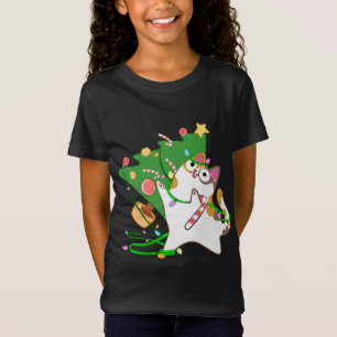 Camiseta Navidades Cat Calico golpea el árbol de navidad ki