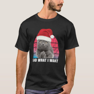 Camiseta Navidades Cat Retro Hago Lo Que Quiero Gato Gracio