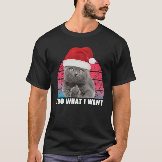 Camiseta Navidades-Cat Retro I-Do Lo Que Quiero Gato Gracio (Anverso)