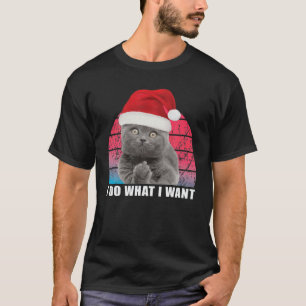 Camiseta Navidades-Cat Retro I-Do Lo Que Quiero Gato Gracio