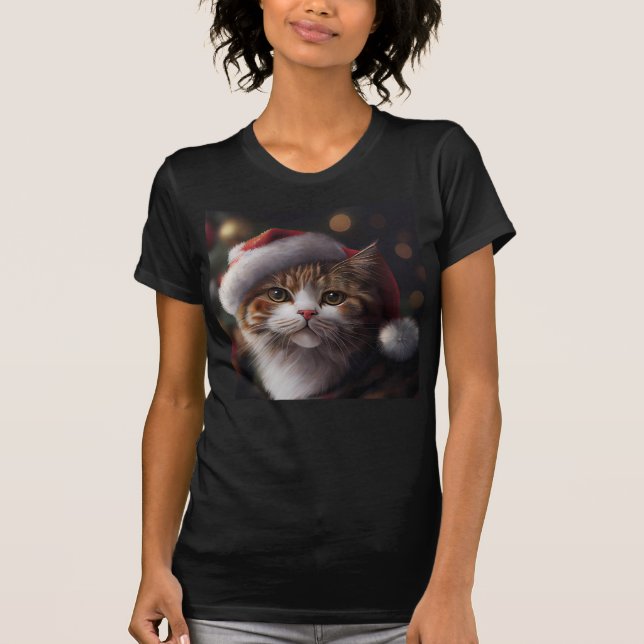 CAMISETA NAVIDADES CAT SANTA HAT T-SHIRTS (Anverso)