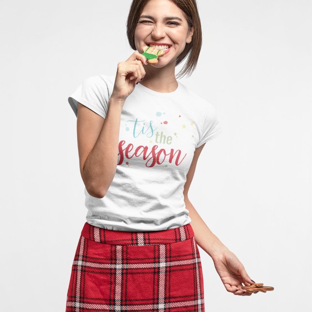Camiseta Navidades celebran simple fiesta de temporada (Tis the season holiday t shirt)