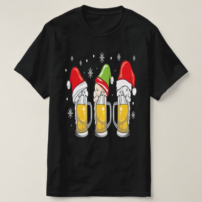 Camiseta Navidades Cerveza Mugs Reinbeer Santa Hat Xmas reg (Diseño del anverso)