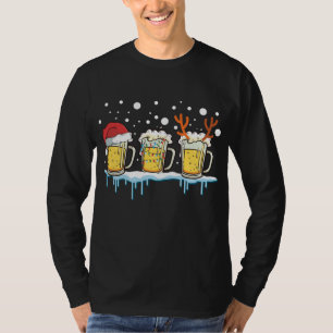 Camiseta Navidades Cerveza Mugs Santa Hat Xmas Luces Reinbe
