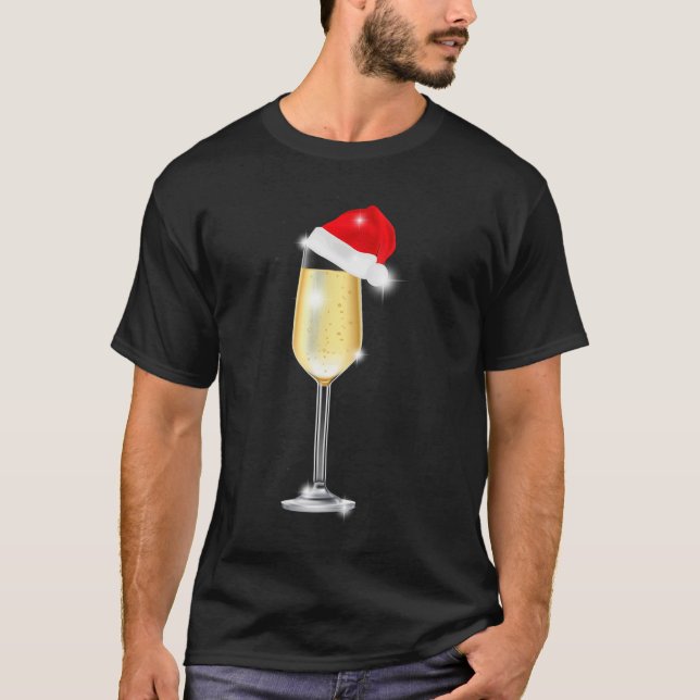 Camiseta Navidades Champagne Glass Santa Hat Bebe (Anverso)