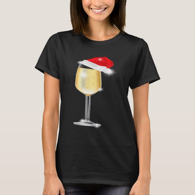 Camiseta Navidades Champagne Glass Santa Hat Bebe (Anverso)