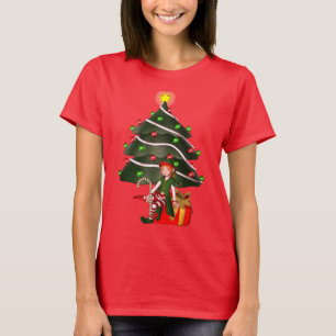 Camiseta Navidades Chica Elf Tree Presente Cute