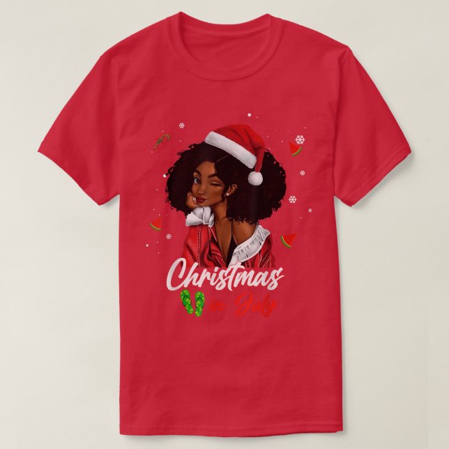 Camiseta Navidades Chicas Africanos En Julio En Blac (Diseño del anverso)