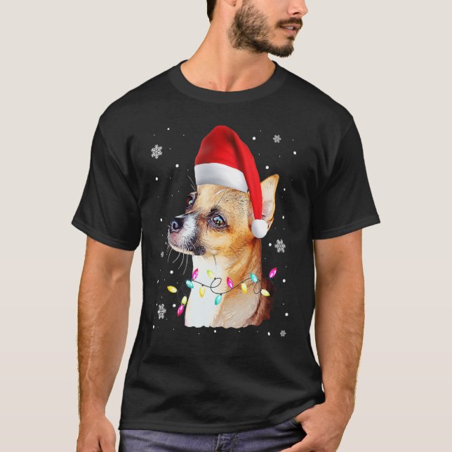Camiseta Navidades Chihuahua Xmas Tree Dog Santa Hat Chihua (Anverso)