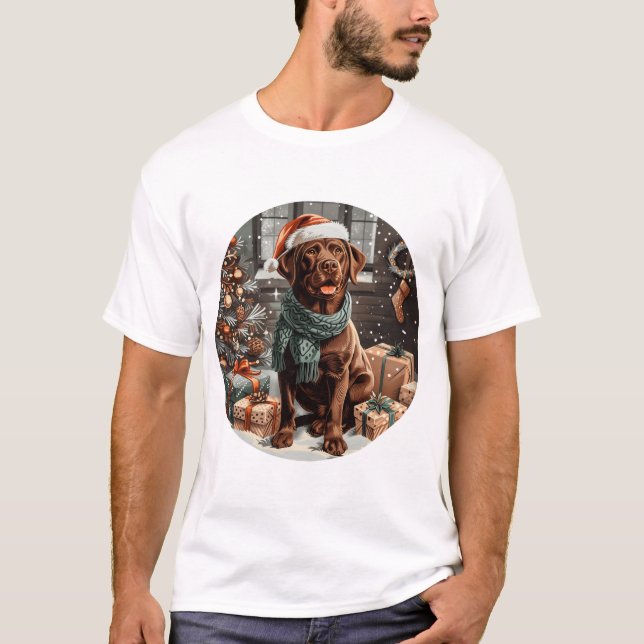 Camiseta Navidades Chocolate Labrador Perro recuperador (Anverso)