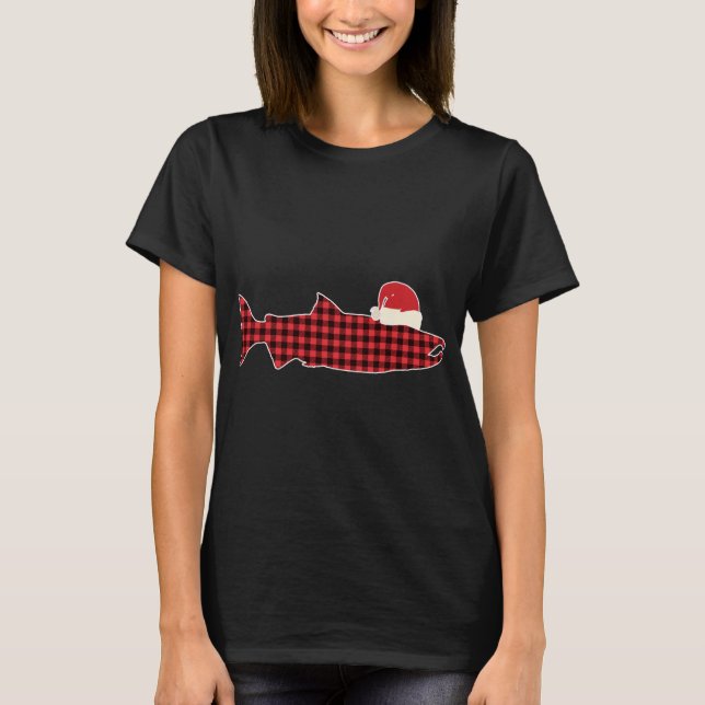 Camiseta Navidades Coho Salmon Red Plaid Buffalo Tartán San (Anverso)