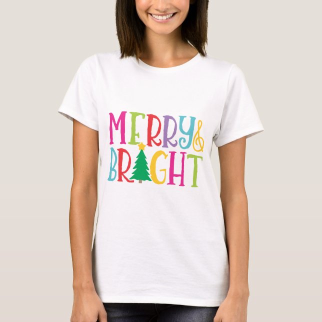 Camiseta Navidades coloridos de merry y Bright Tree (Anverso)