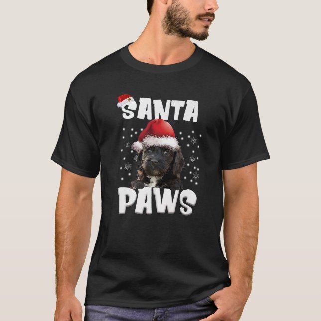 Camiseta Navidades cómicos de Cockapoo iluminan a un perro  (Anverso)