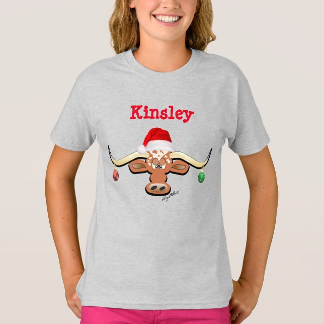 Camiseta Navidades cómicos Longhorn Steer (Anverso)