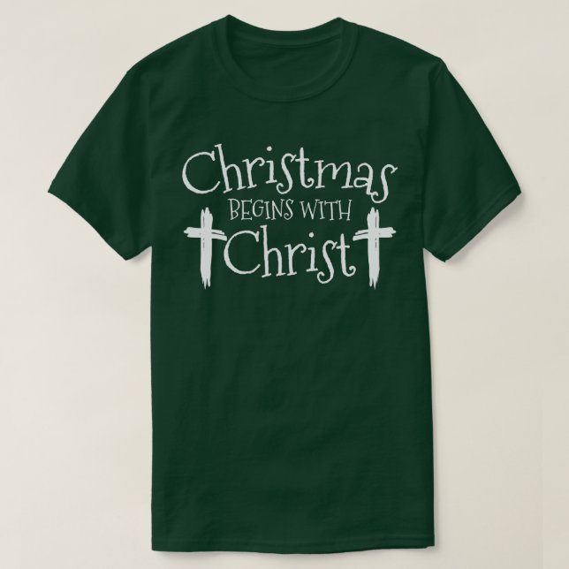 Camiseta Navidades comienzan con Cristo Navidad Día de la C (Diseño del anverso)