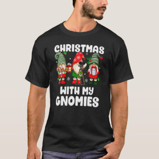 Camiseta Navidades con mi familia cómica Santa Gnome