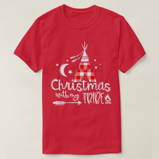 Camiseta Navidades con mi tribu de familia de trenzas rojas (Diseño del anverso)