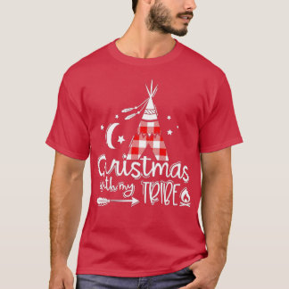Camiseta Navidades con mi tribu de familia de trenzas rojas