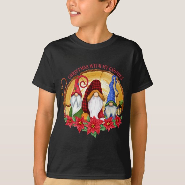 Camiseta Navidades Con Mis Gnomies Tres Gnomis Con Whimsi (Anverso)