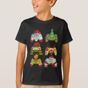 Camiseta Navidades Controlador de videojuegos Santa Hat Chr