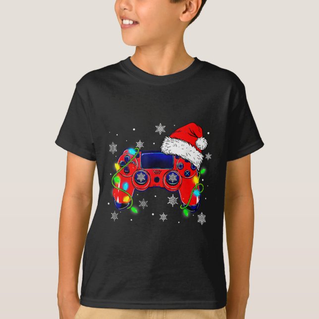 Camiseta Navidades Controlador de videojuegos Santa Hat Gam (Anverso)