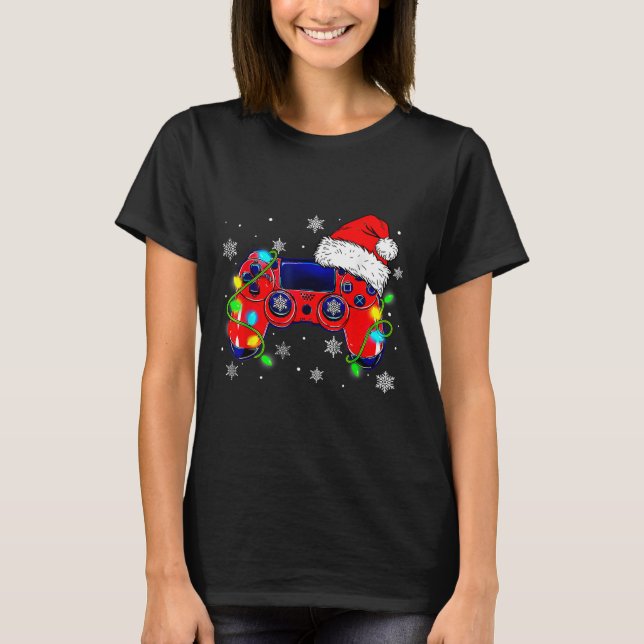 Camiseta Navidades Controlador de videojuegos Santa Hat Gam (Anverso)
