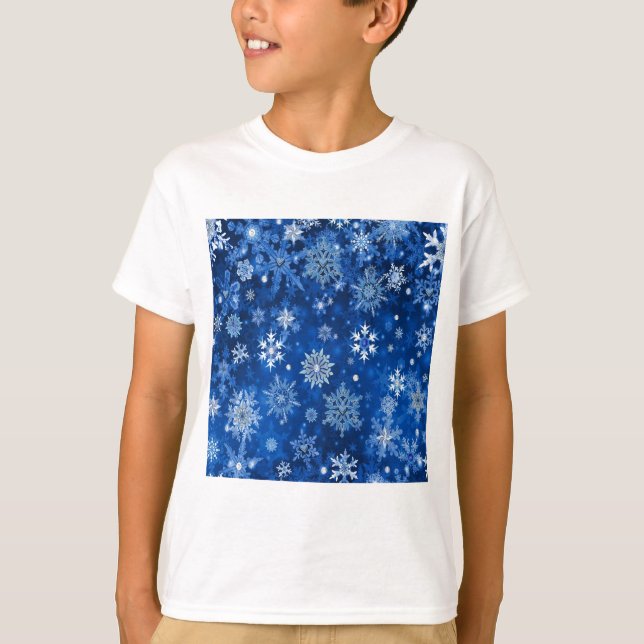 Camiseta Navidades Copos de nieve azules y plateados (Anverso)