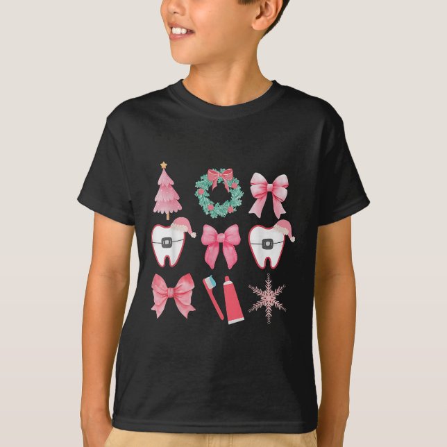 Camiseta Navidades Coquette Bow Ortodóntico Dental Odontoló (Anverso)