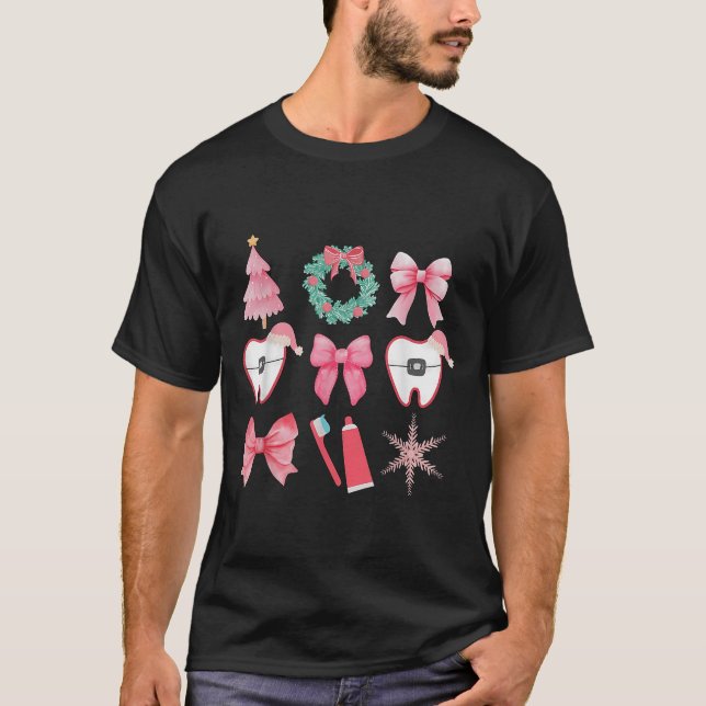 Camiseta Navidades Coquette Bow Ortodóntico Dental Odontoló (Anverso)