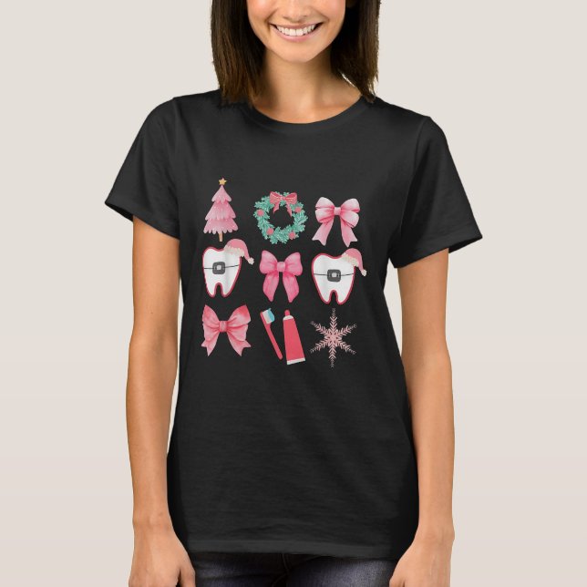 Camiseta Navidades Coquette Bow Ortodóntico Dental Odontoló (Anverso)