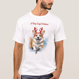 Camiseta Navidades Corgi con corbatas de renos saltando