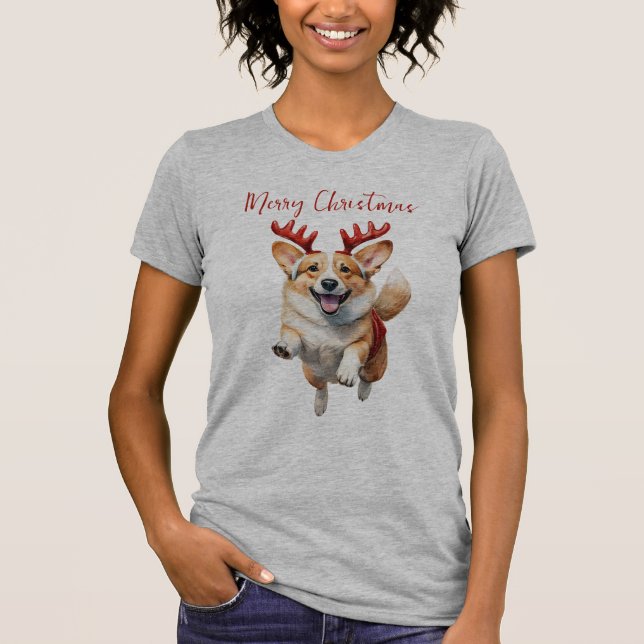 Camiseta Navidades Corgi con renos (Anverso)