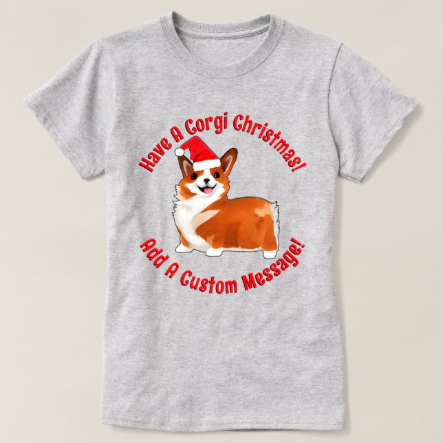 Camiseta Navidades Corgi Dog Con Santa Hat (Diseño del anverso)