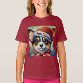 Camiseta Navidades Corgi Dog Puppy con Santa Hat