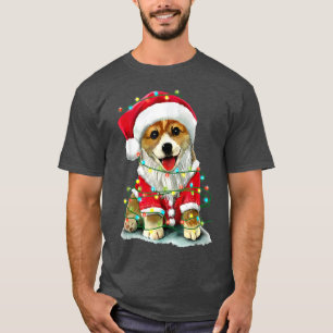 Camiseta Navidades Corgi ilumina Santa para los hombres