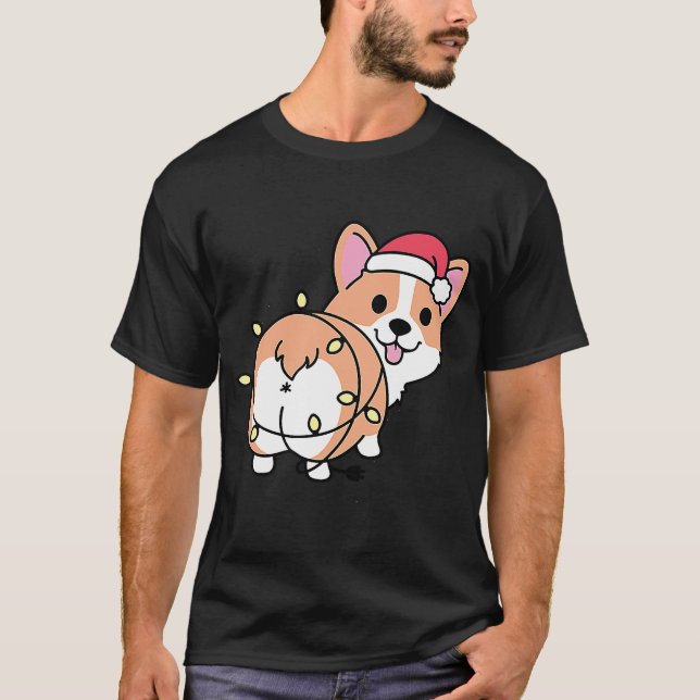 Camiseta Navidades Corgi Light Butt Funny Corgi Lover Xmas (Anverso)