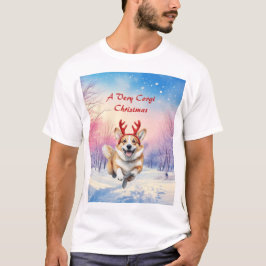 Camiseta Navidades Corgi Rantlers de renos saltando de niev