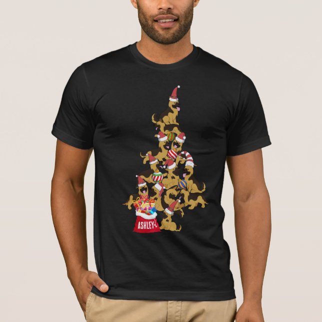 Camiseta Navidades Corto de cachorro de pastor alemán (Anverso)