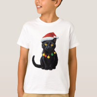 Navidades cortos gato negro en Santa Hat Led Luces