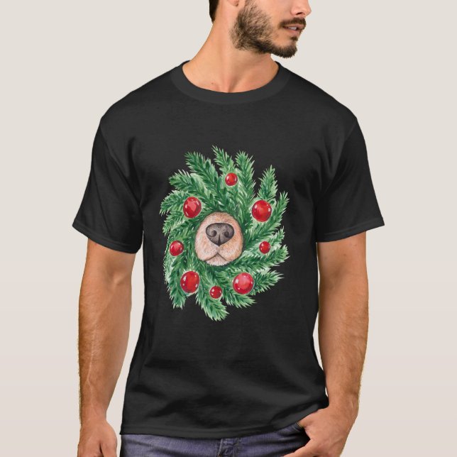 Camiseta Navidades cortos hombres mujeres perro nariz corre (Anverso)