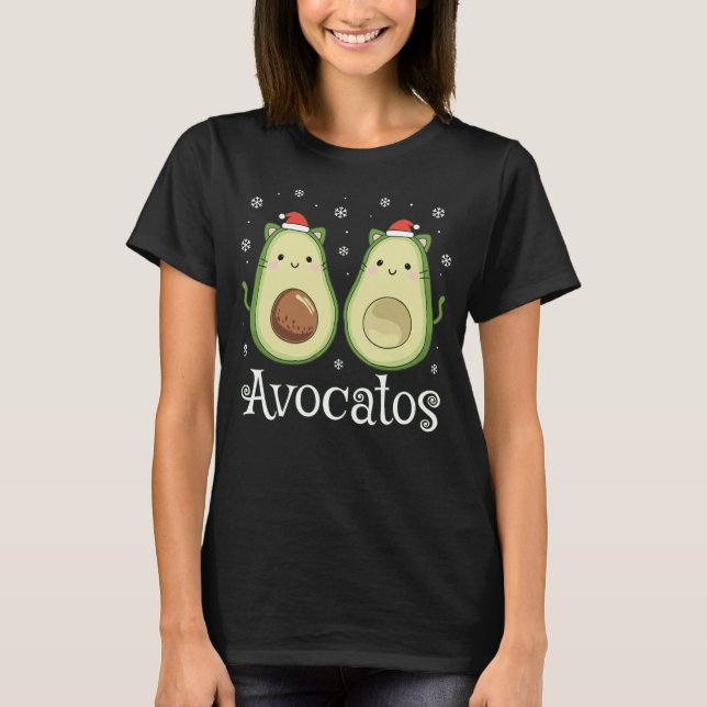 Camiseta Navidades cortos Kawaii Cat Aguacate (Anverso)