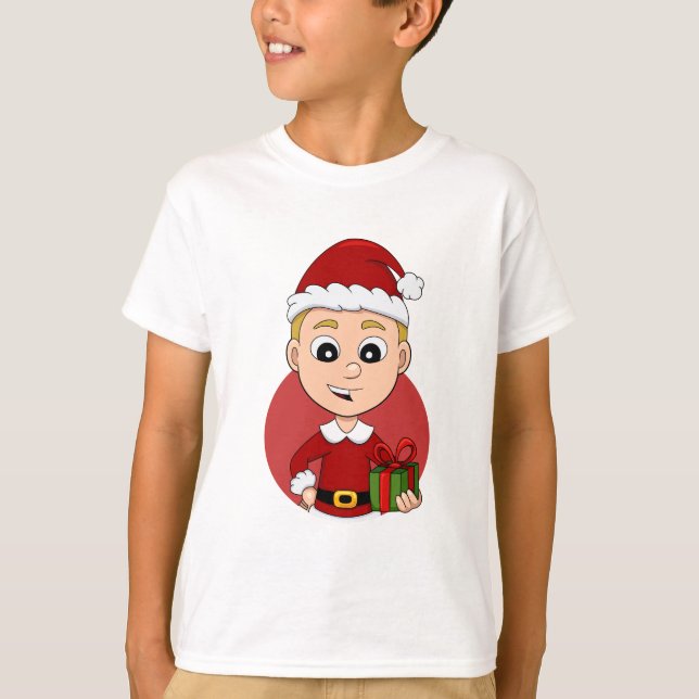 Camiseta Navidades cortos muchacho con pelo rubio (Anverso)
