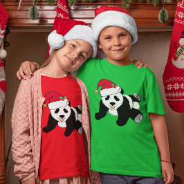Camiseta Navidades cortos oso panda en niños de Santa Hat