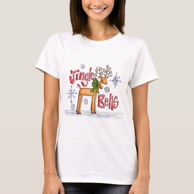 Camiseta Navidades cortos reno, jingle Bells con copos de n (Anverso)