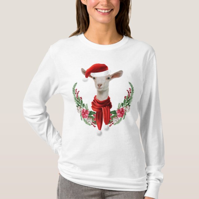 Camiseta Navidades cortos Saanen Goat Kid con coraje (Anverso)