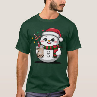 Camiseta Navidades cortos Snowman con té Boba - Adorable