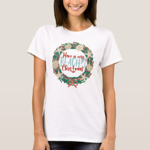 Camiseta Navidades Costa Tropical Sea Shell Wreath - Verde