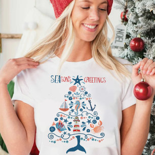 Camiseta Navidades costeros de la playa de Árboles Náuticos